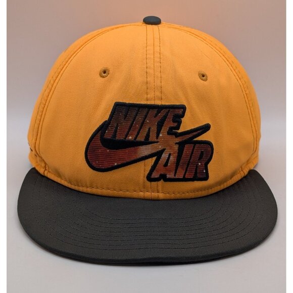 Nike Air Swoosh Orange Galaxy Black Flatbill Snapback Hat Nike True Adult Cap - Picture 2 of 5